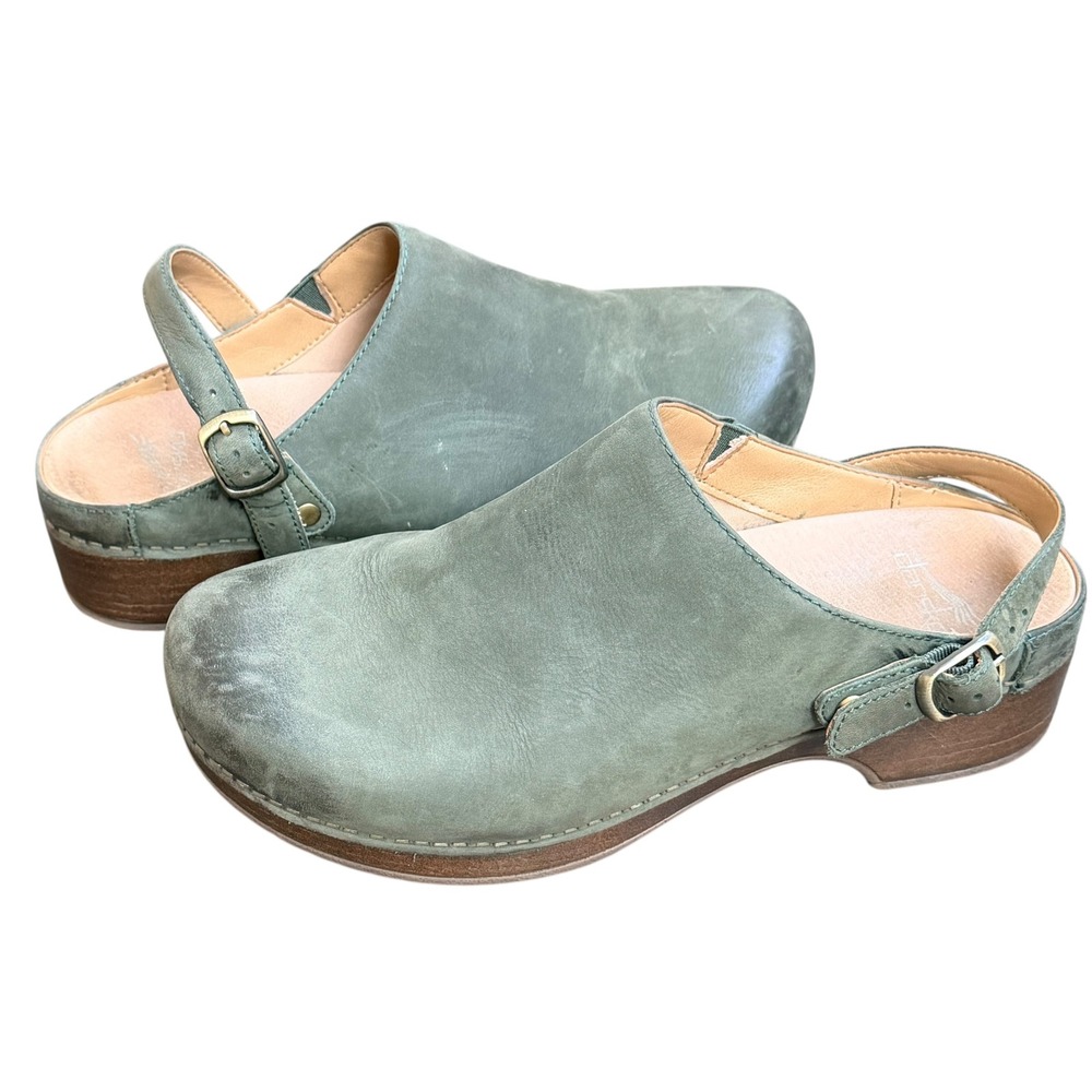 Dansko Sage Green Leather Clogs
